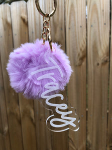 Clear Name Tag with Puff Ball