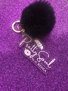 Clear Name Tag with Puff Ball